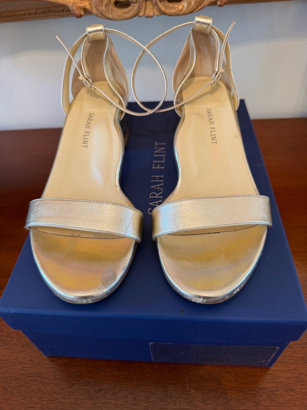 Sarah Flint Perfect Block Sandal 30 Gold Nappa 9 IT 39.5 - Picture 4 of 17